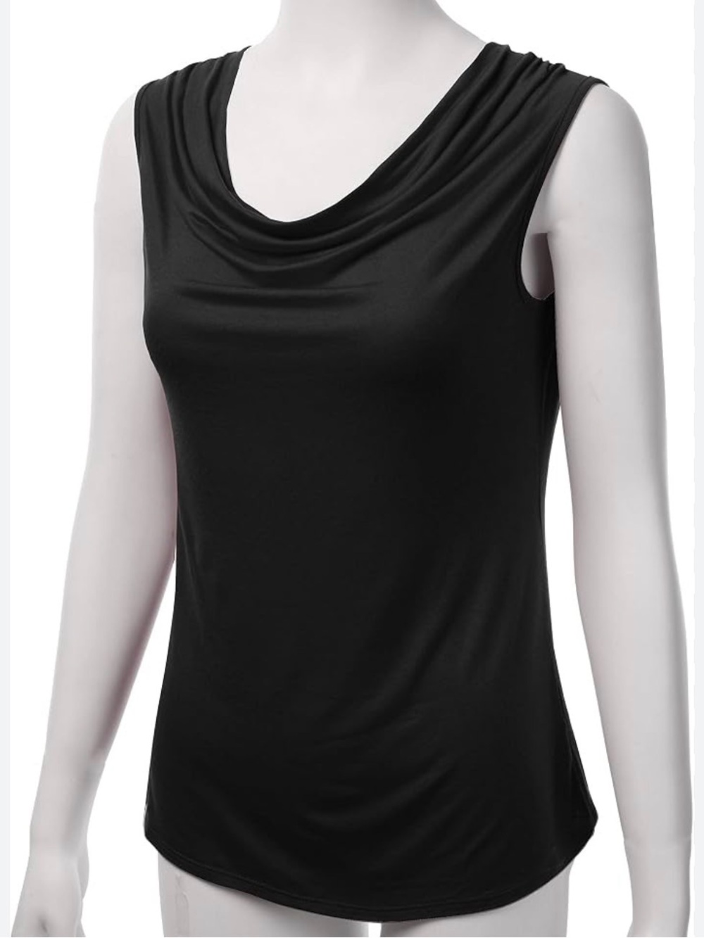 NY Collection Black Draped Neck Sleeveless Top - Women size L